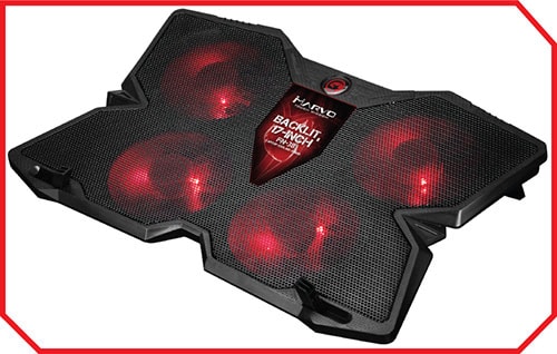 Dormancy margin Sparrow Cooler pad gaming MARVO FN-38RD, 17 inch, iluminare cu LED-uri rosii, negru