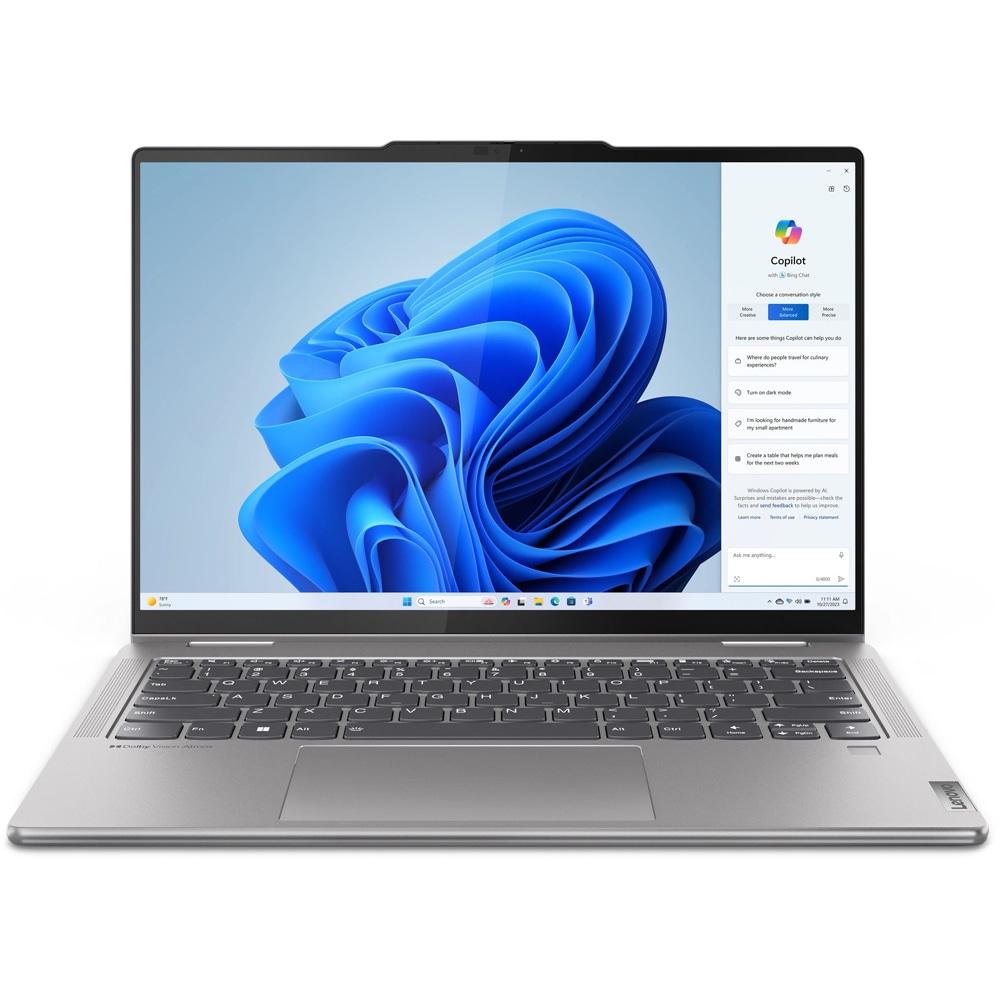 Laptop 2 in 1 LENOVO Yoga 7 14AHP9, AMD Ryzen 7 8840HS pana la 5.1GHz, 14" WUXGA Touch, 16GB, 1TB, AMD Radeon, Windows 11 Home, Arctic Grey