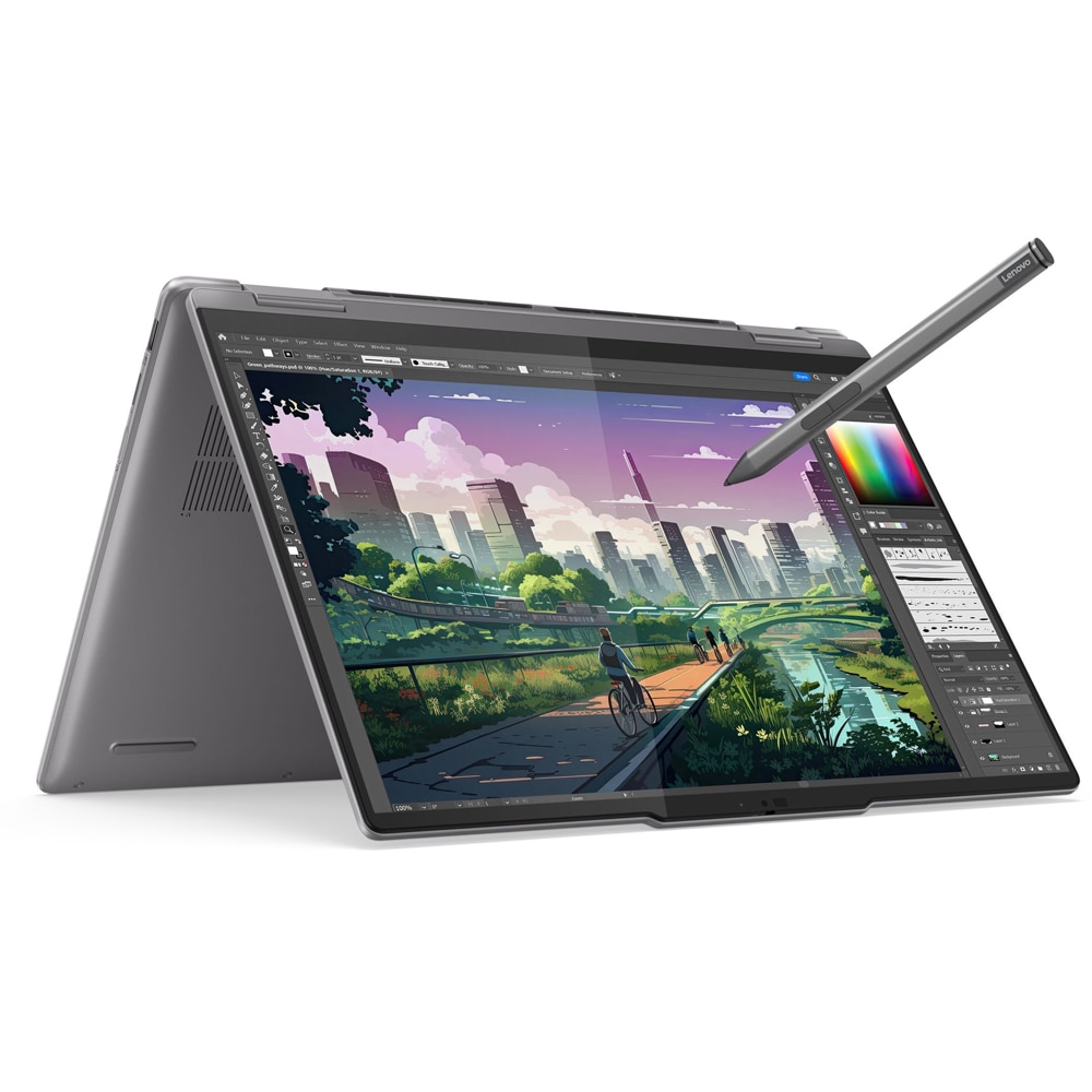Laptop 2 in 1 LENOVO Yoga 7 14AHP9, AMD Ryzen 7 8840HS pana la 5.1GHz, 14" WUXGA Touch, 16GB, 1TB, AMD Radeon, Windows 11 Home, Arctic Grey