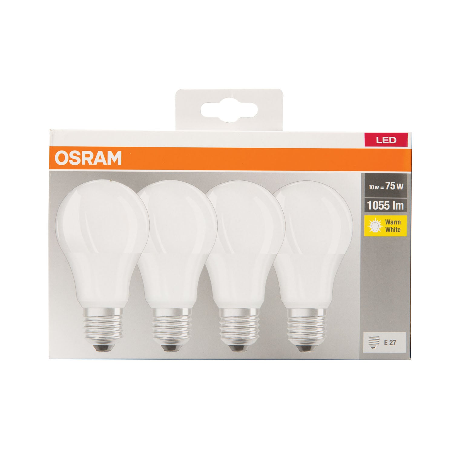Set 4 becuri LED, E27, 75W, 2700K  Osram