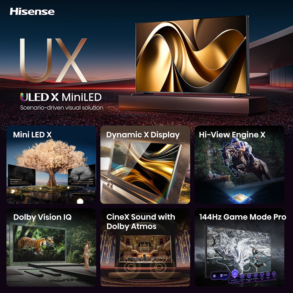 Televizor MiniLED X Smart HISENSE 110UXNQ, Ultra HD 4K, HDR, 279cm
