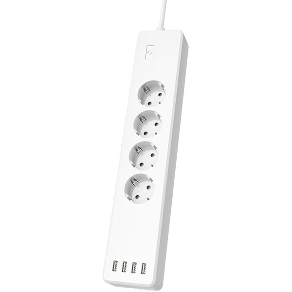 Prelungitor Smart HAMA 176574, 4 prize Schuko, 4 USB, Wi-Fi, alb