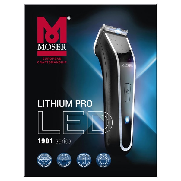 Aparat de tuns MOSER Lithium Pro LED TNS1901-0460, 0.9-25 mm, negru-gri
