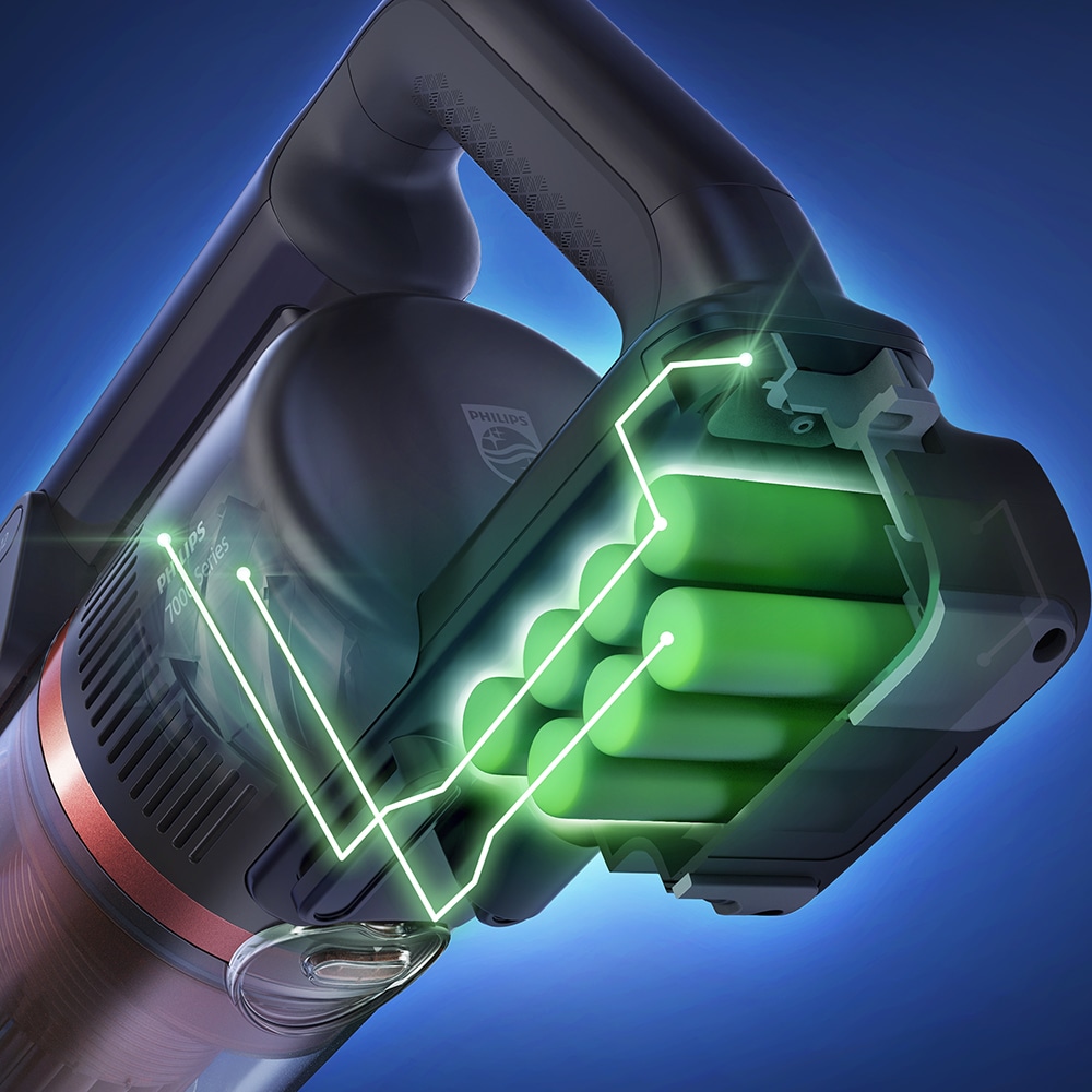 Aspirator vertical PHILIPS Aqua Seria 7000 XC7057/01, 0.6l, 25.2 V, autonomie max 80 min, PowerCyclone 12, negru-auriu