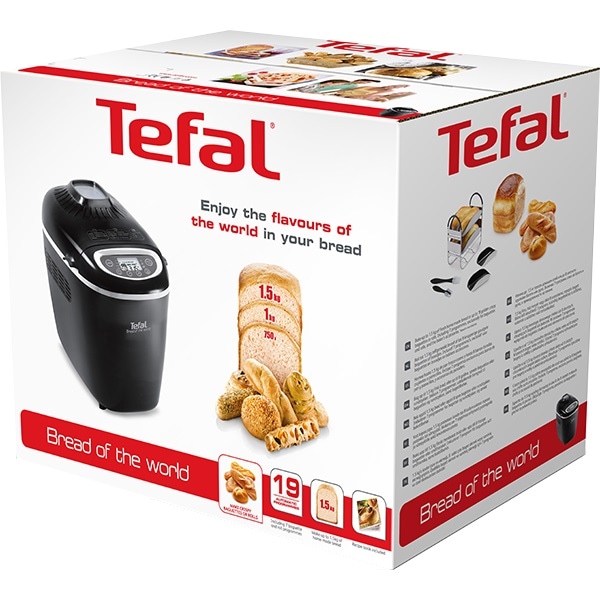 Masina de copt paine TEFAL Bread of the World PF6118, 1.5kg, 19 programe, 1600W, negru