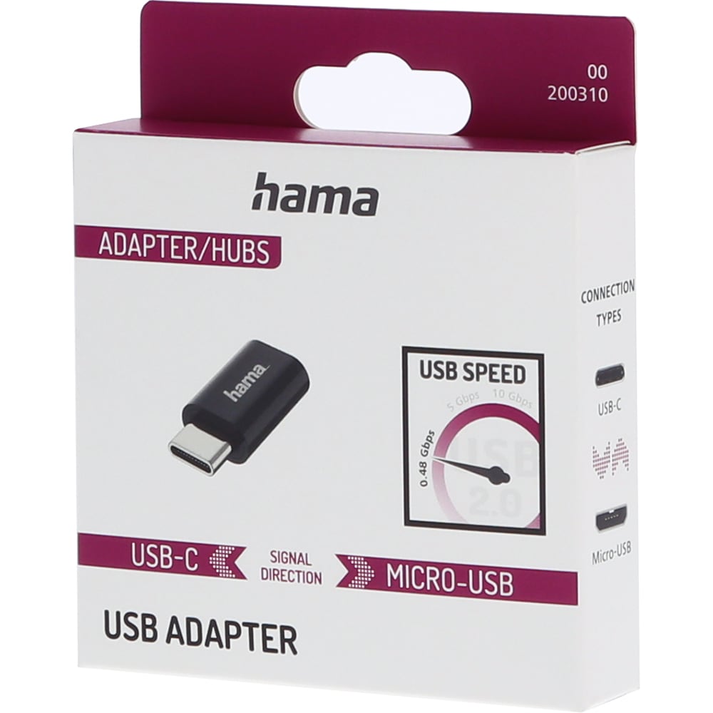 Adaptor USB OTG USB-C - micro USB HAMA 200310, negru