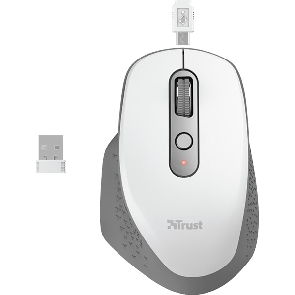 Mouse Wireless TRUST Ozaa, 2400 dpi, alb