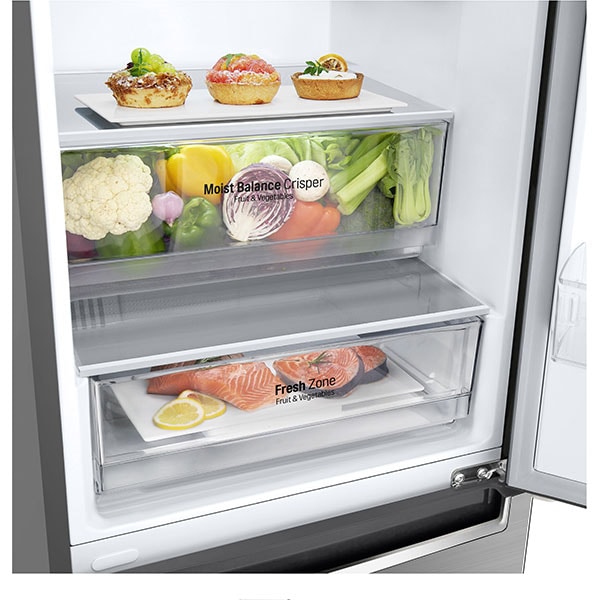 Combina frigorifica LG GBB62PZJZN, No Frost, 384 l, H 203 cm, Clasa E, argintiu