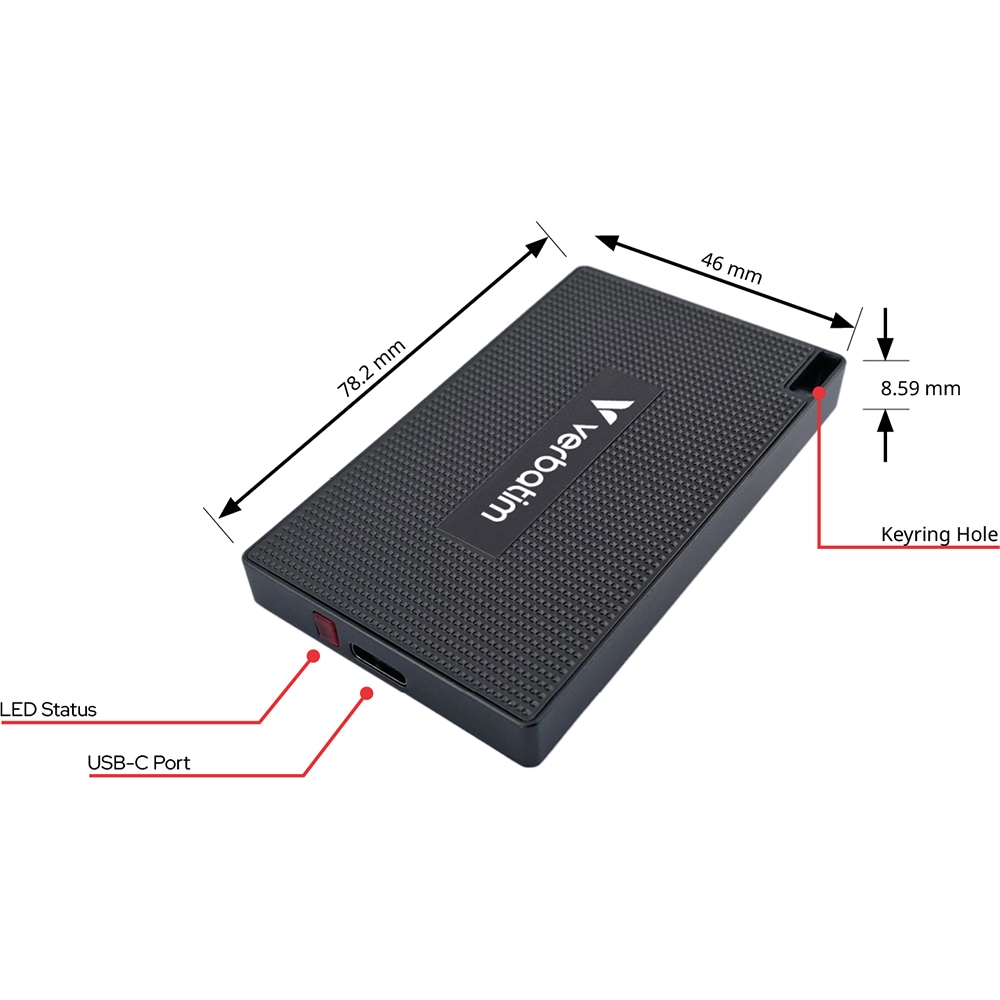 SSD extern VERBATIM 32030, 512GB, USB-C 3.2 Gen 2, negru