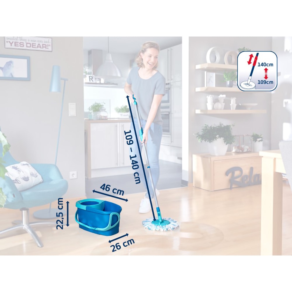 Set galeata cu storcator + mop + maner LEIFHEIT Clean Twist Ergo, turcoaz