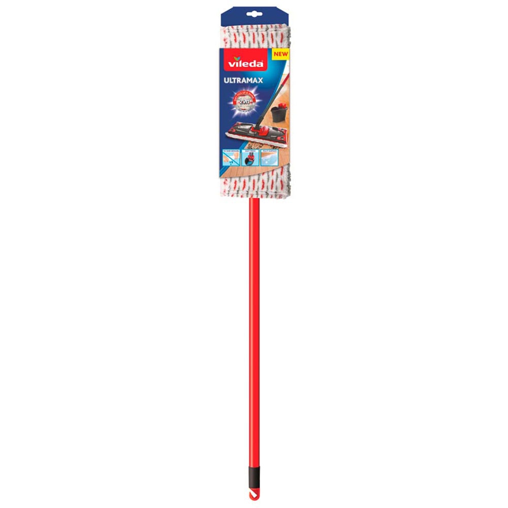 Mop plat VILEDA Ultramax 2in1, maner telescopic, rosu