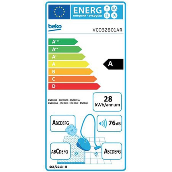 Aspirator fara sac BEKO VCO32801AR, 1.8l, 800W, 76dB, rosu-negru 