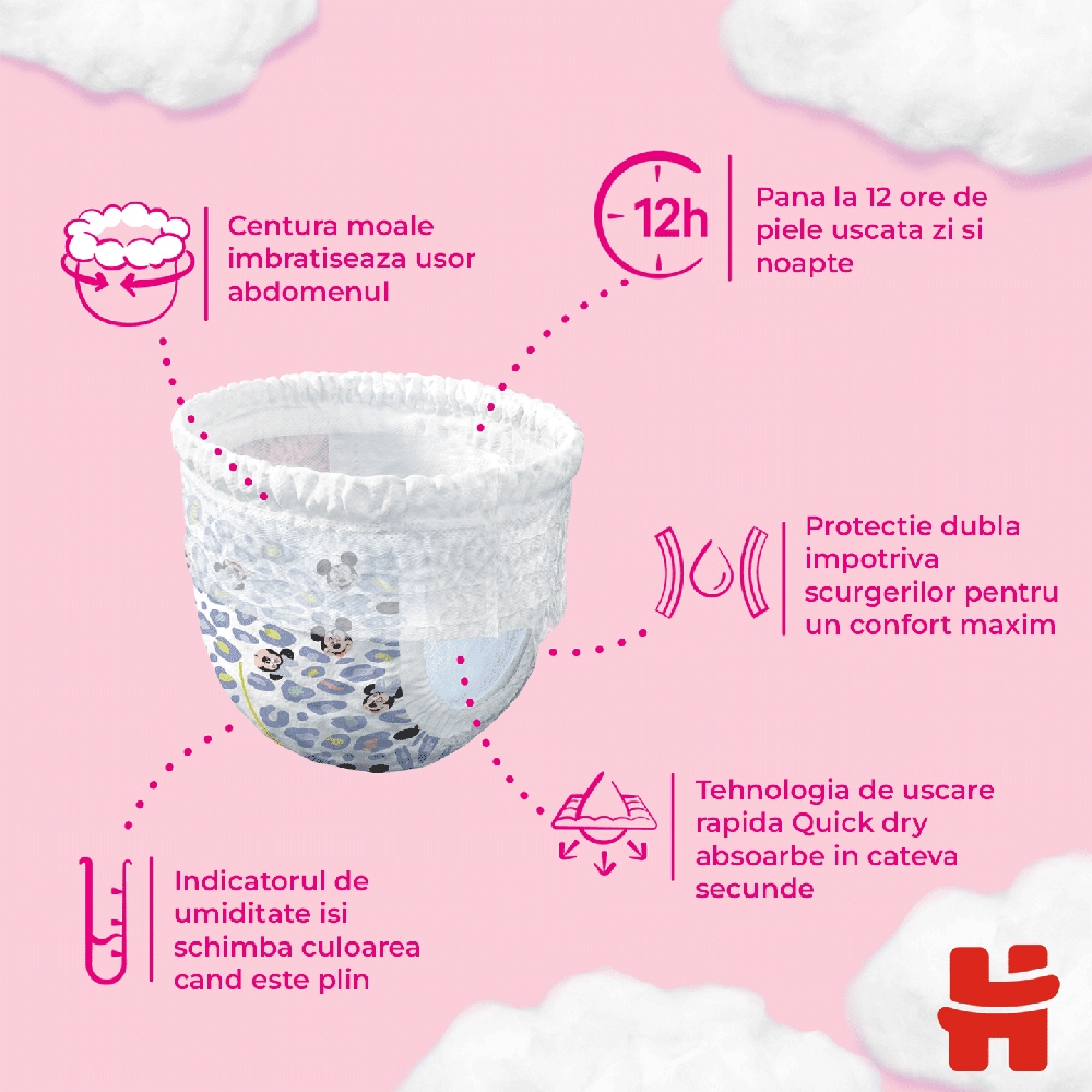 Scutece chilotel HUGGIES Mega nr 5, Fata, 12-17 kg, 48 buc