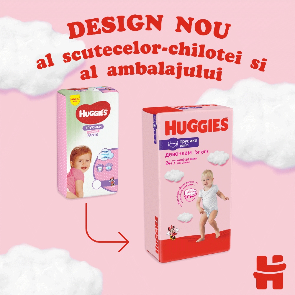 Scutece chilotel HUGGIES Mega nr 5, Fata, 12-17 kg, 48 buc