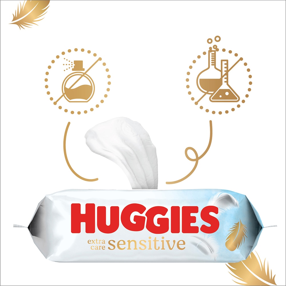 Servetele umede HUGGIES Pure Extra Care Sensitive, 3 pachete, 168 buc