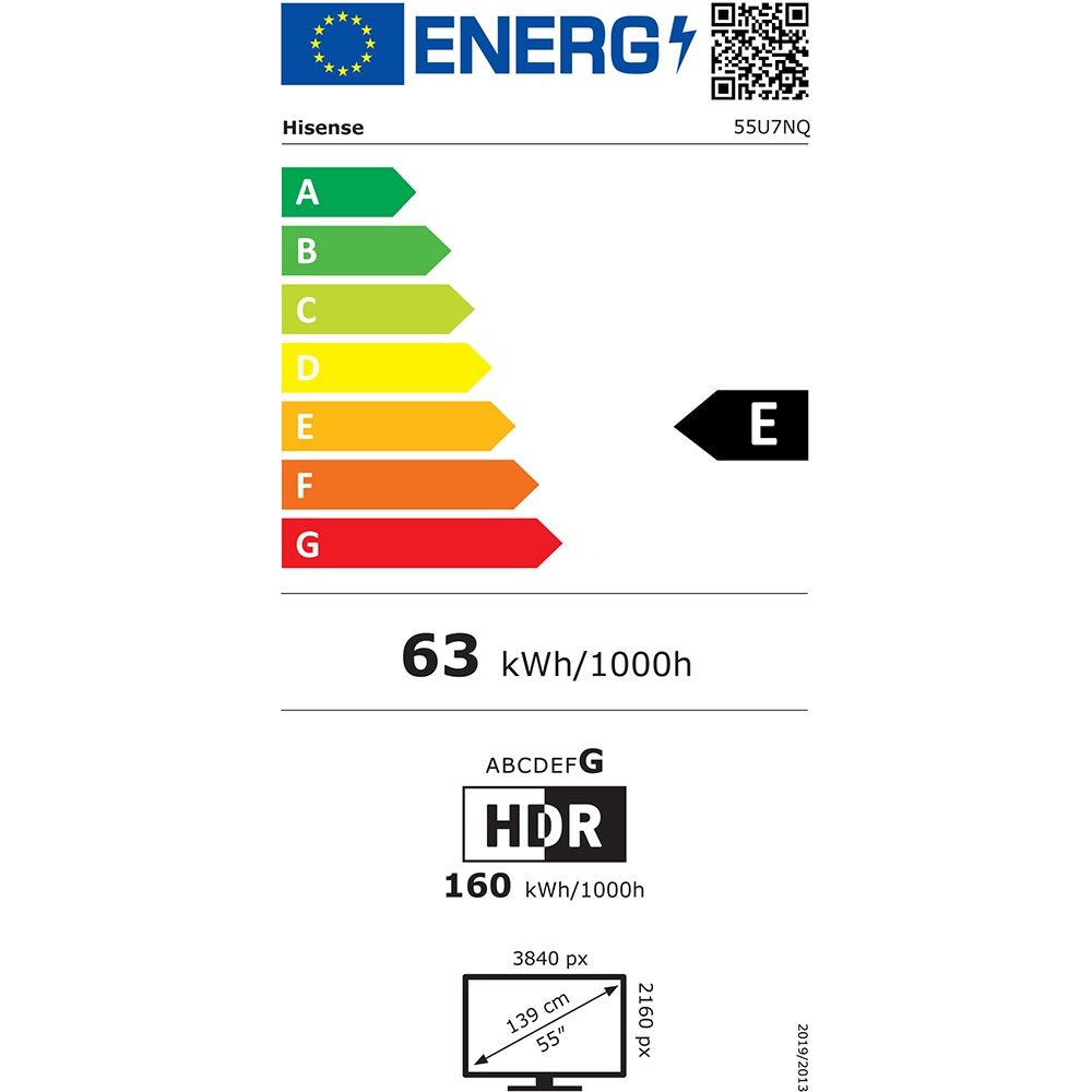 Televizor MiniLED ULED Smart HISENSE 55U7NQ, Ultra HD 4K, HDR, 139cm