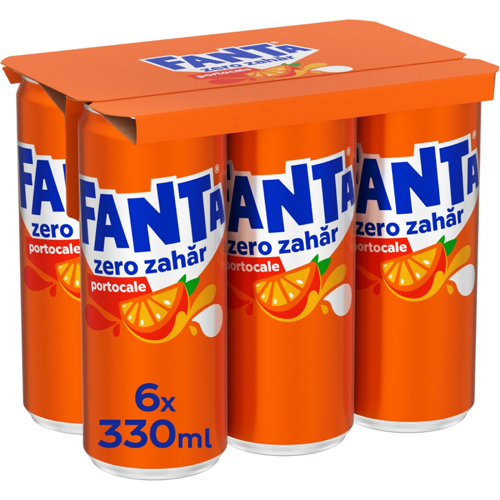Bautura racoritoare carbogazoasa FANTA Orange Zero Zahar bax 0.33L x 6 doze