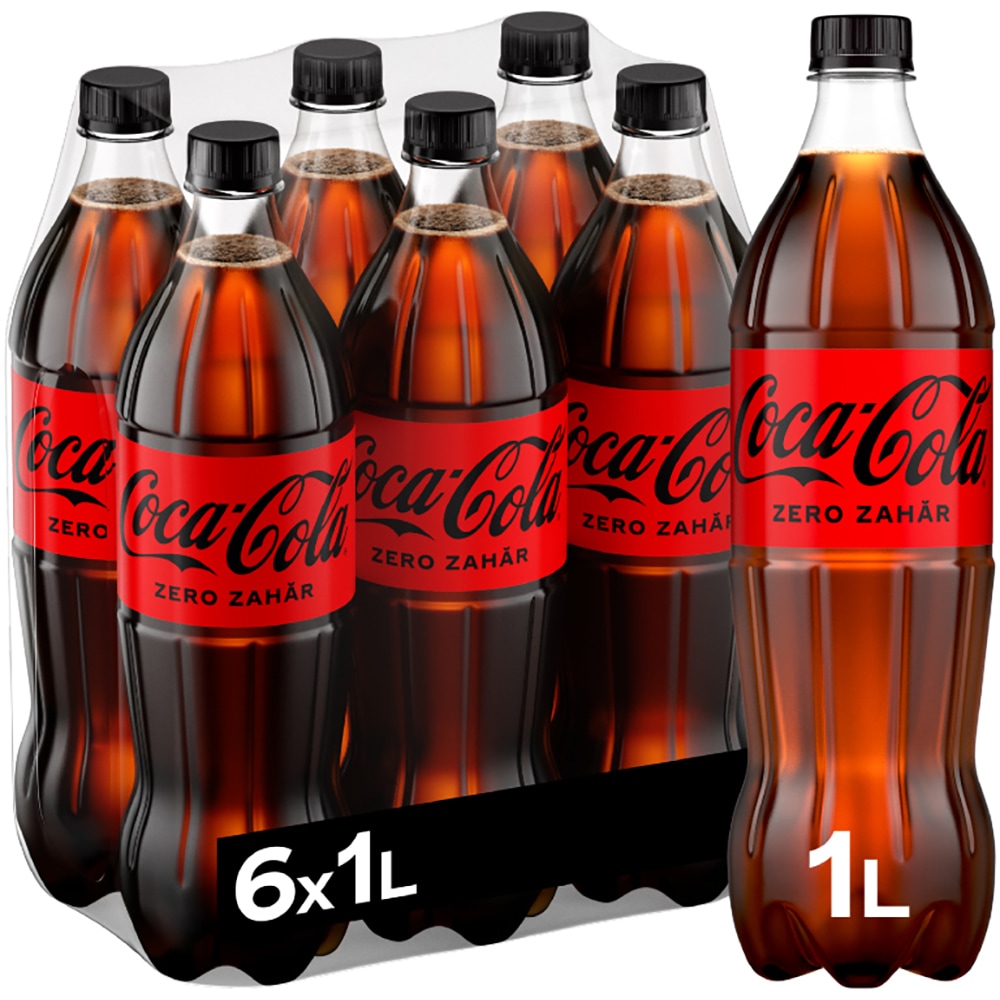 Bautura racoritoare carbogazoasa COCA-COLA Zero bax 1L x 6 sticle