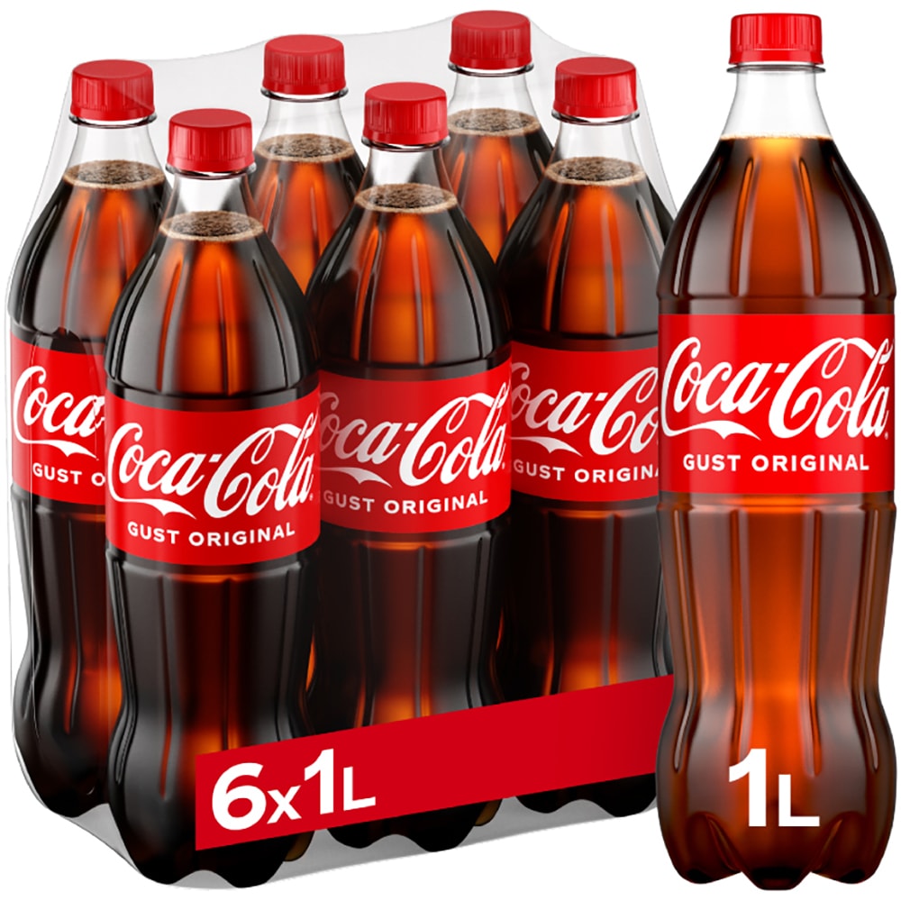 Bautura racoritoare carbogazoasa COCA-COLA bax 1L x 6 sticle