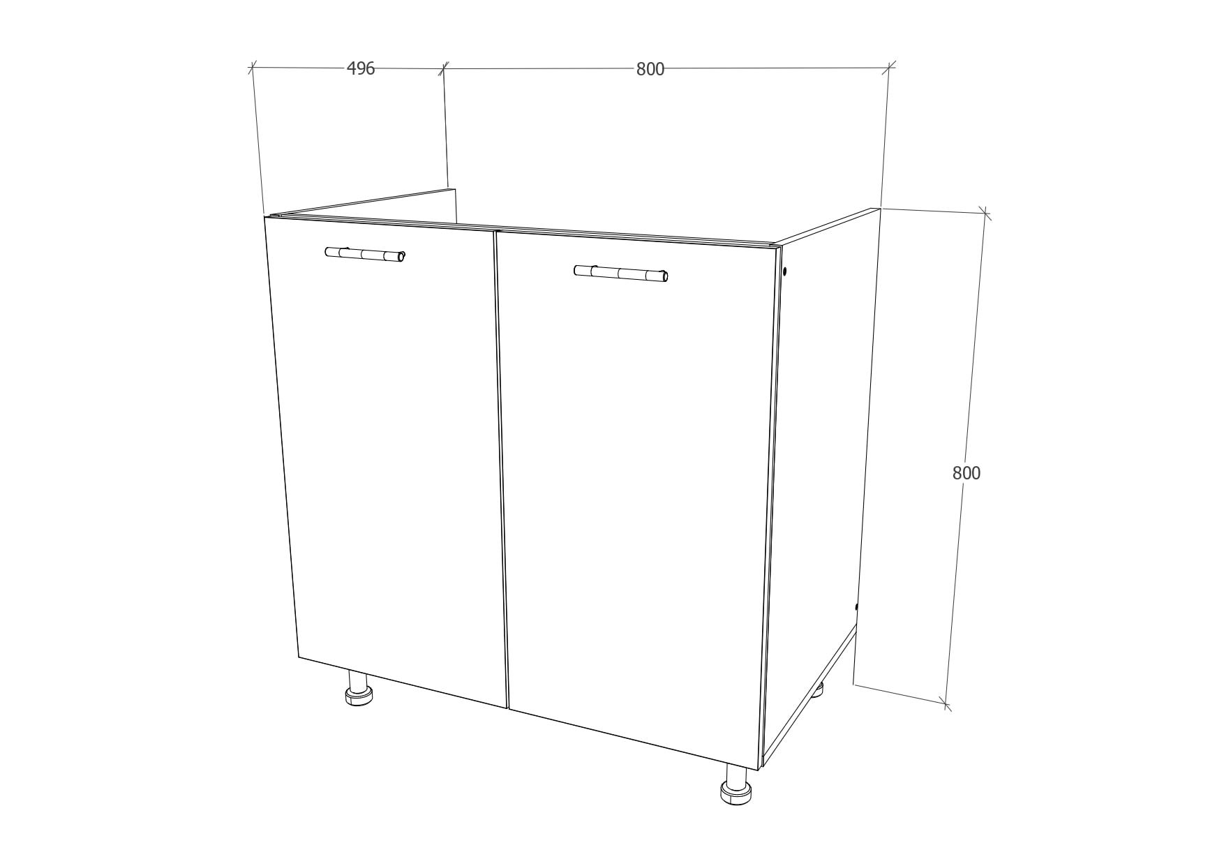 Dulap bucatarie HAAUS, PAL, 80 x 50 x 82 cm, stejar sonoma