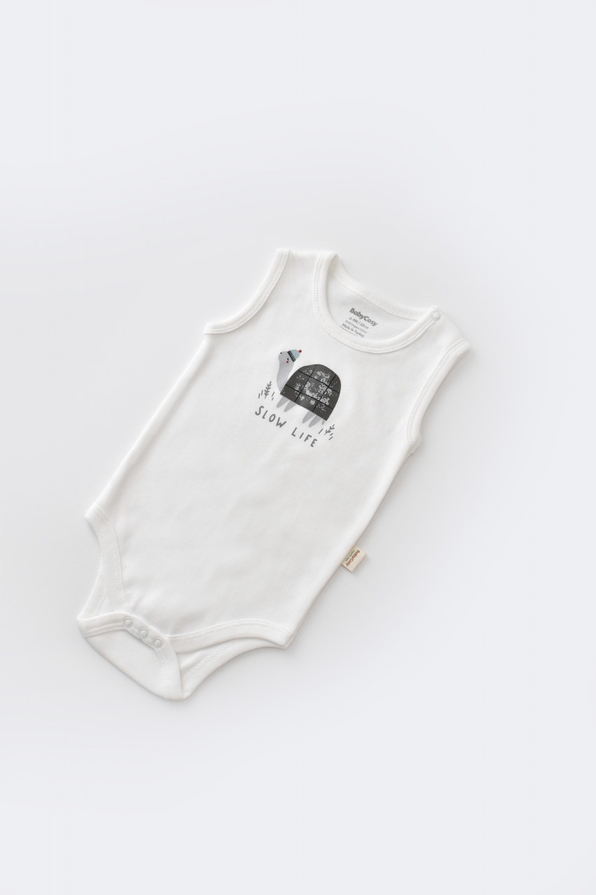 Set Broscuta cu salopeta si body din 80%bumbac organic si 20% poliester - Antracit, Baby Cosy (Marime: 0-3 Luni)