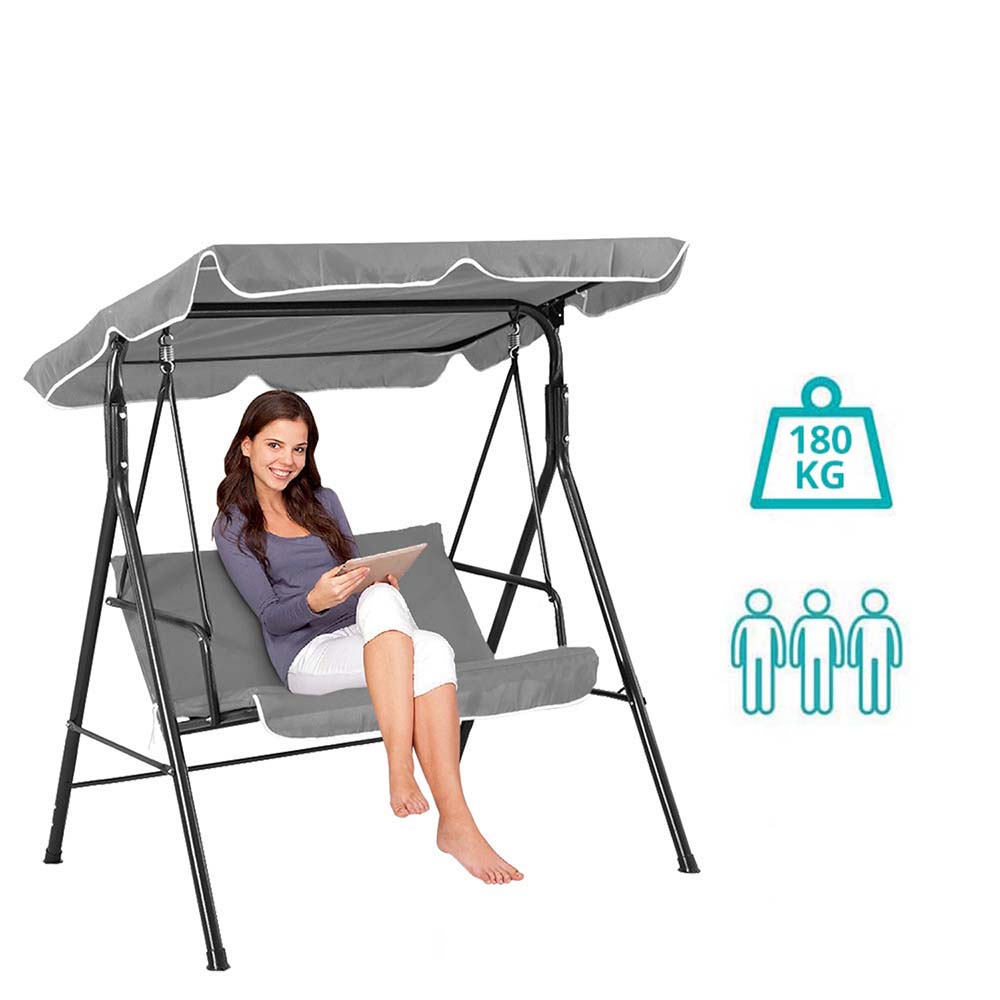 Balansoar gradina TIMELESS TOOLS, 3 locuri, 162 x 115 x 55 cm, gri