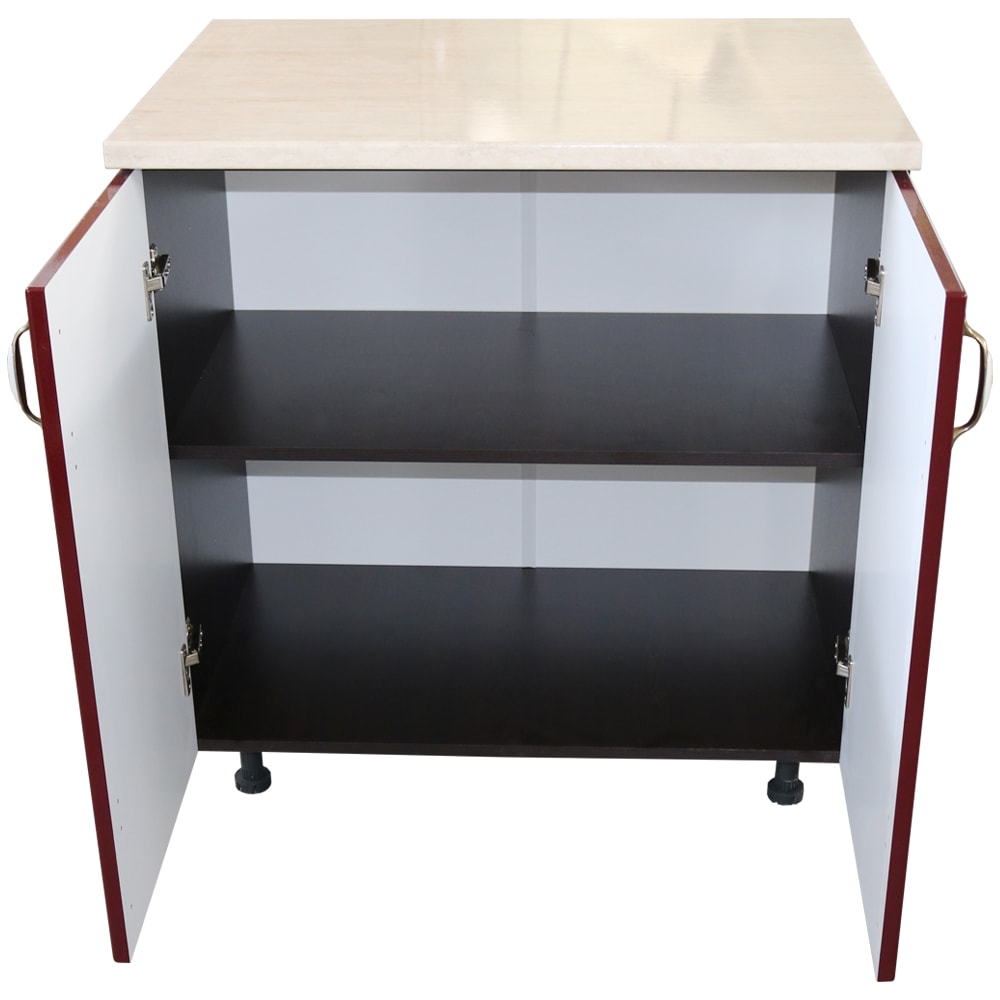 Dulap bucatarie Zebra, MDF, blat Travertin, 80 x 60 x 85 cm, rosu-wenge