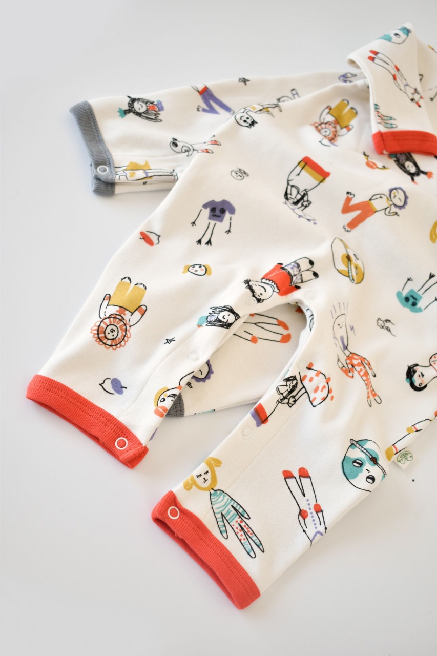 Set 2 salopetele cu maneca lunga si panataloni lungi BabyCosy, 100% bumbac organic, rosu si gri, 6-9 luni