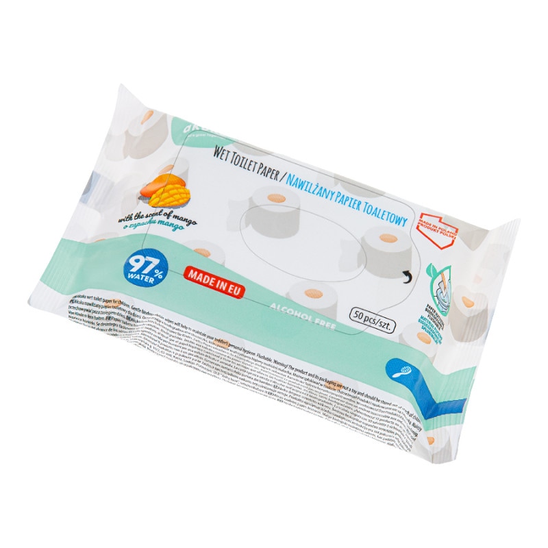 Hartie igienica umeda 97% apa 50 bucati Akuku A0030, Alb