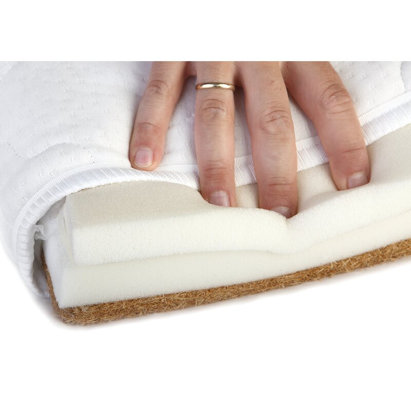 Saltea pentru patut YappyKids, YappyMemory II, Ortopedica, Din sisal, cocos si spuma de memorie, Cu husa cu Aloe vera, 160x80x9 cm, Alb