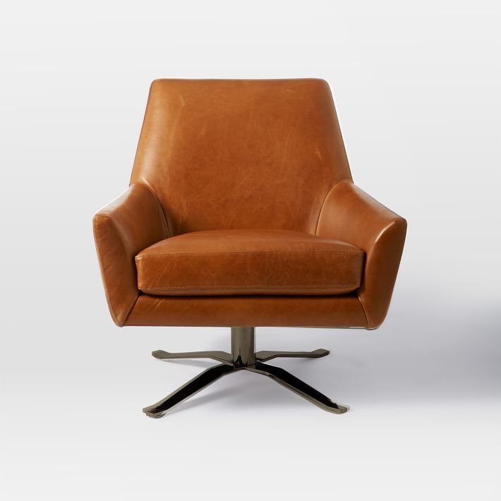 Fotoliu Luca, piele, 78 x 78 x 81 cm, maro