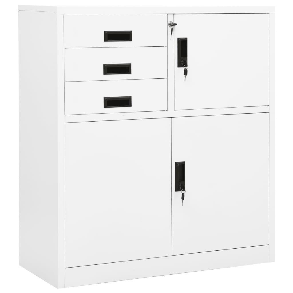 Dulap de birou, alb, 90x40x102 cm, otel
