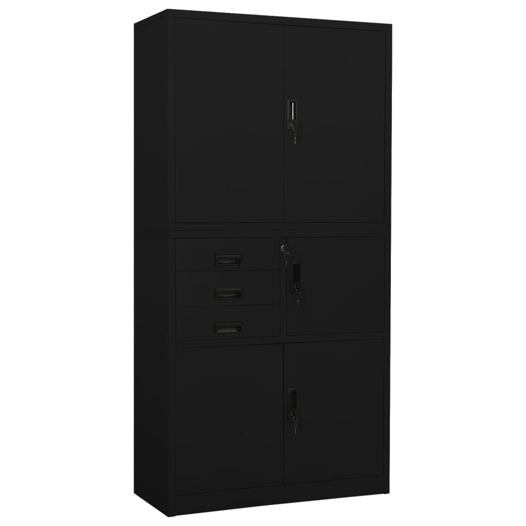 Dulap de birou, negru, 90x40x180 cm, otel