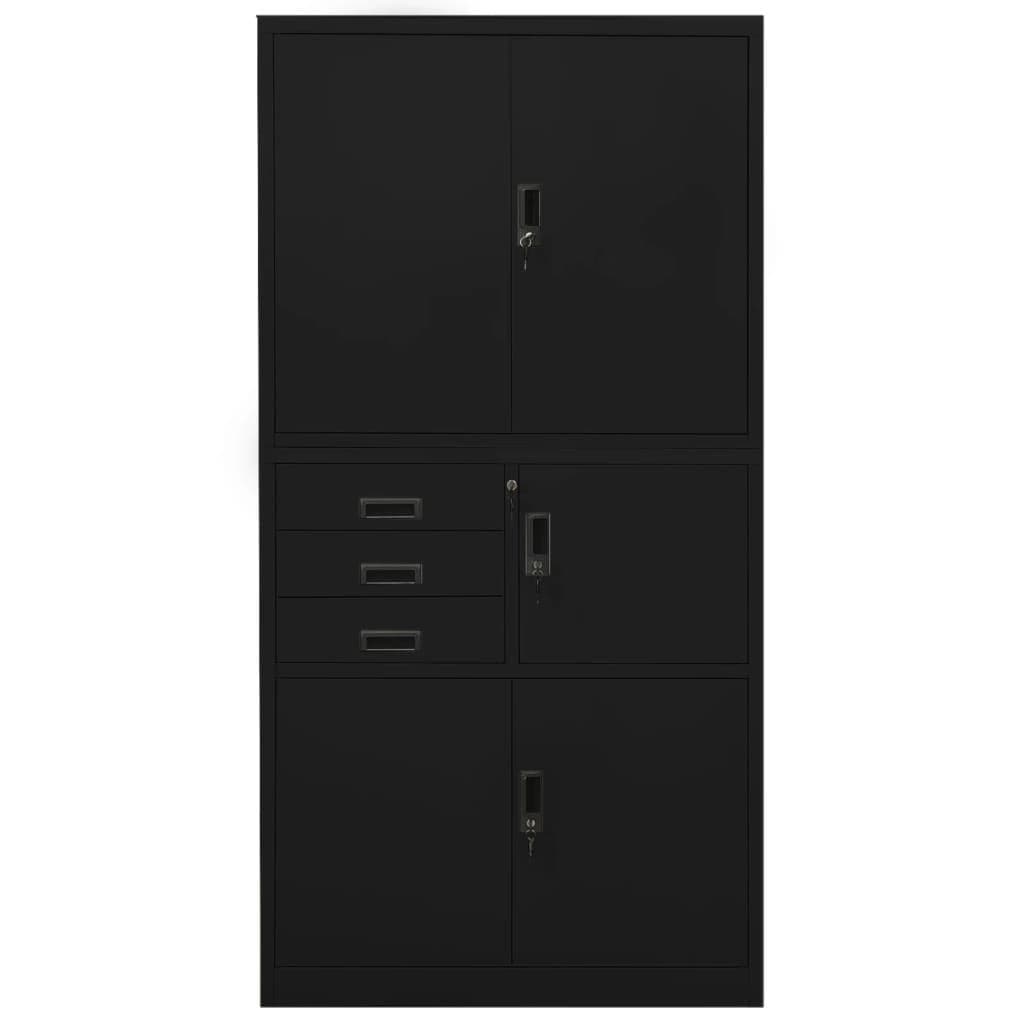 Dulap de birou, negru, 90x40x180 cm, otel