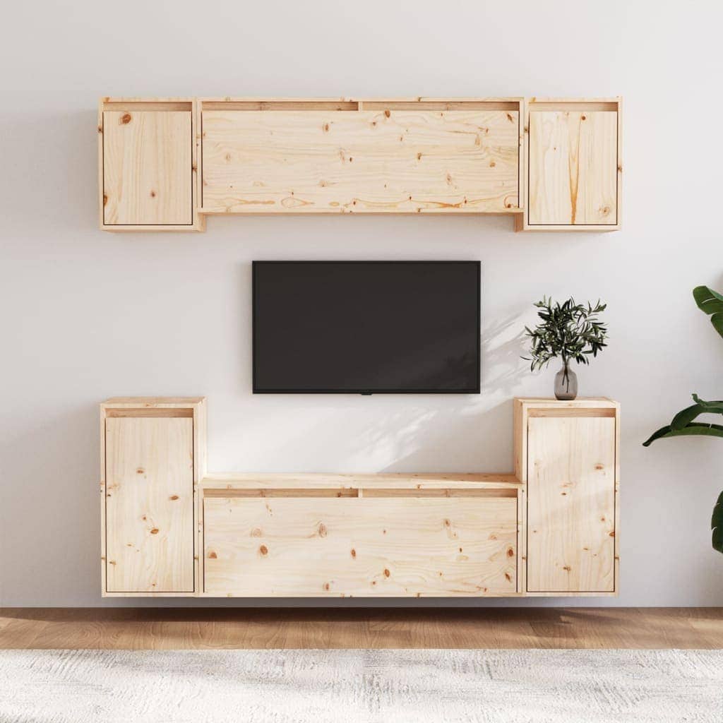 Comode TV, 6 buc., lemn masiv de pin, sol-3100189
