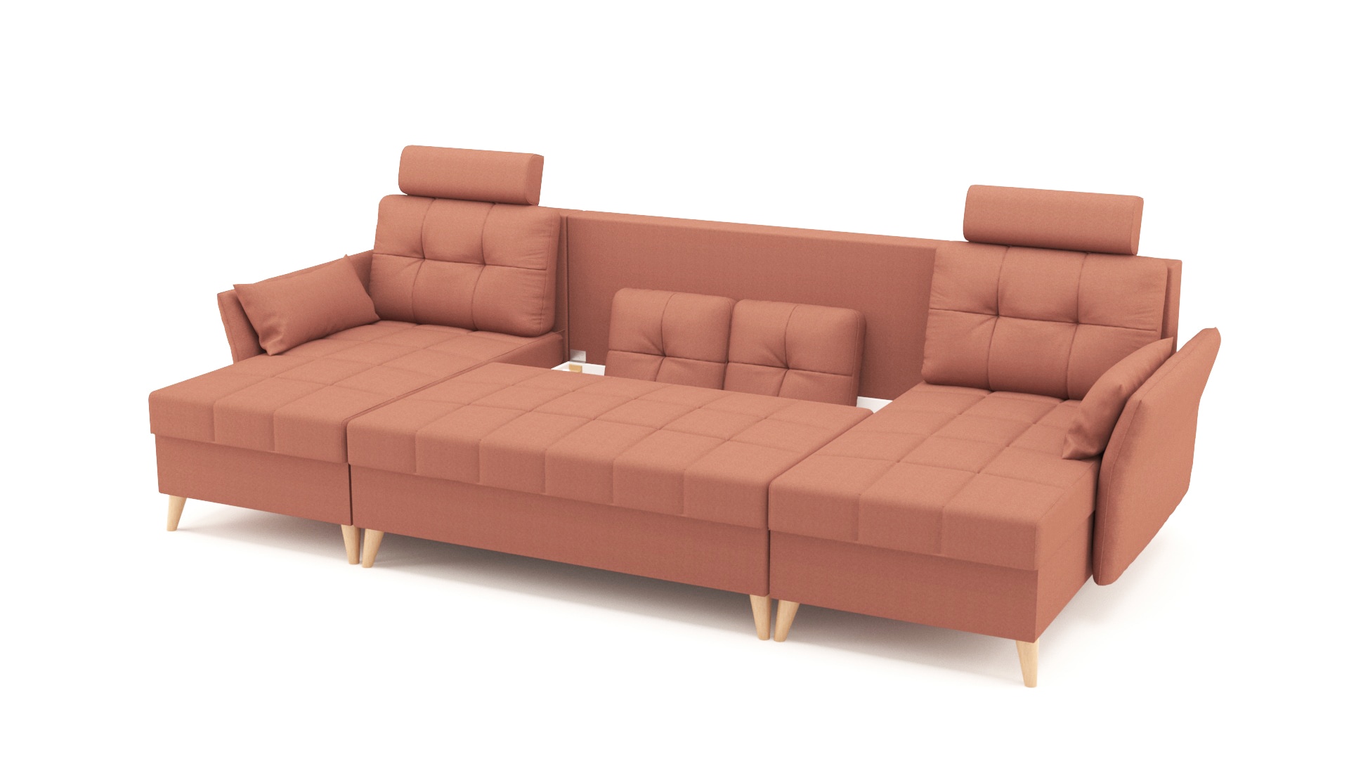 Coltar U Shape extensibil, SIDNY Roz de 4 locuri, 300 x 140 x 90 cm