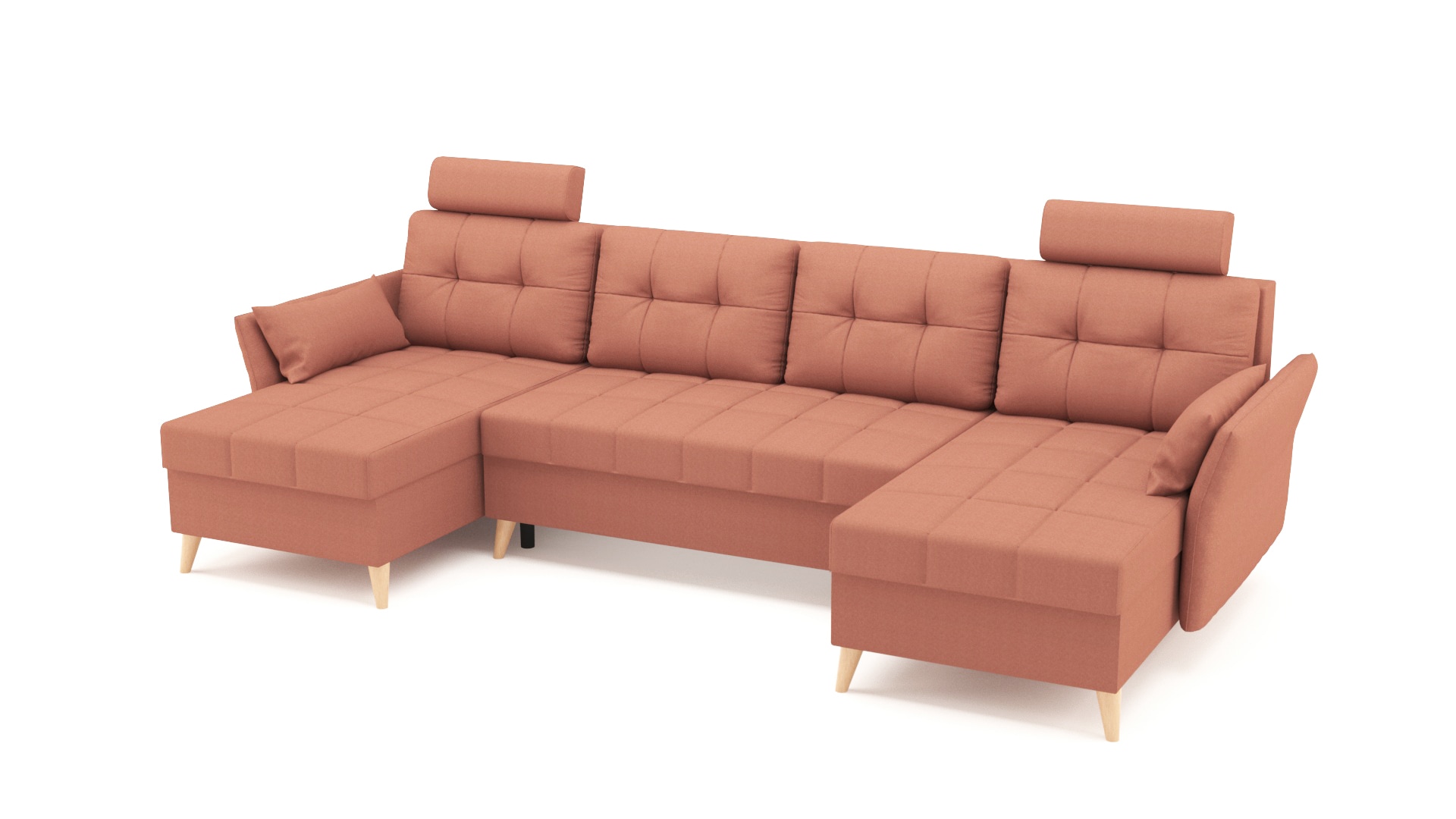 Coltar U Shape extensibil, SIDNY Roz de 4 locuri, 300 x 140 x 90 cm