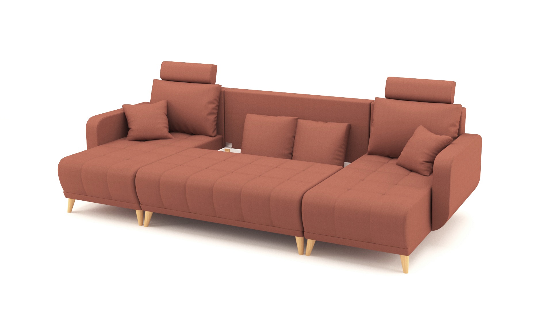 Coltar U Shape extensibil, LIDYA Roz de 4 locuri, 300 x 140 x 90 cm