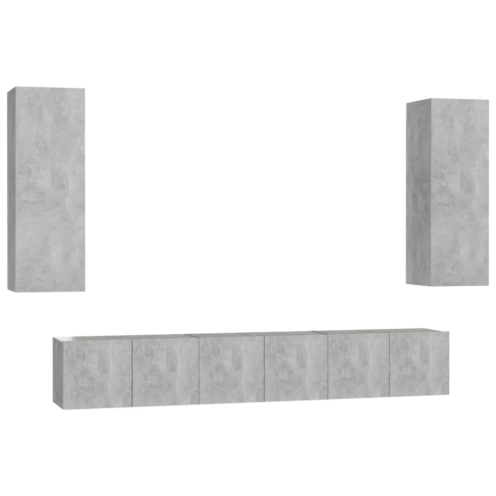 Mobila living VidaXL, PAL, 5 piese, gri beton