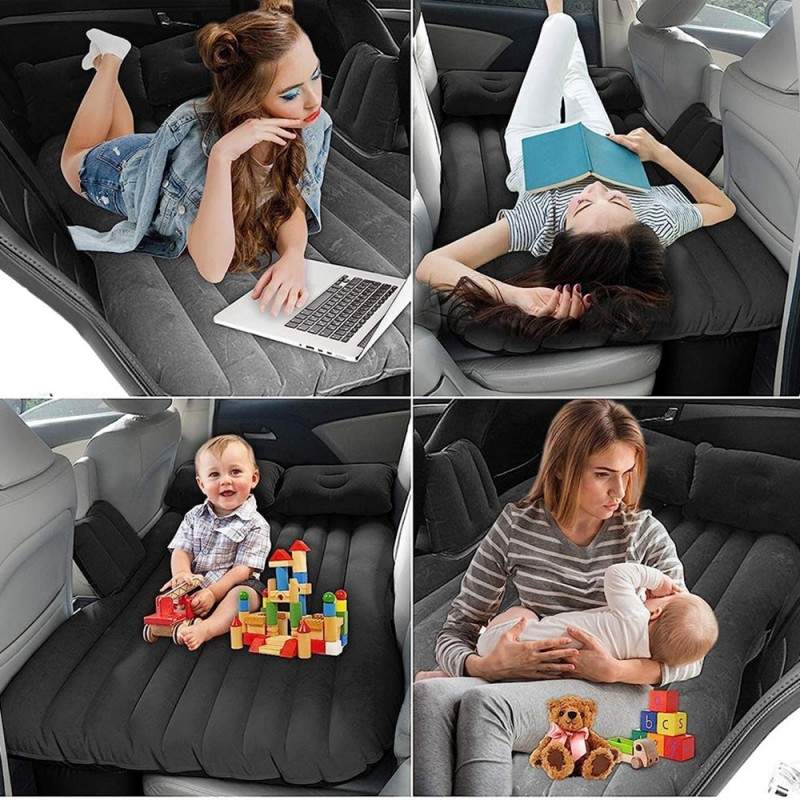 Saltea Auto Gonflabila SIKS Pentru Bancheta, 2 Perne Incluse Si Pompa, Negru