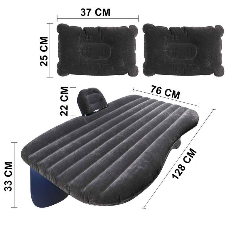 Saltea Auto Gonflabila SIKS Pentru Bancheta, 2 Perne Incluse Si Pompa, Negru