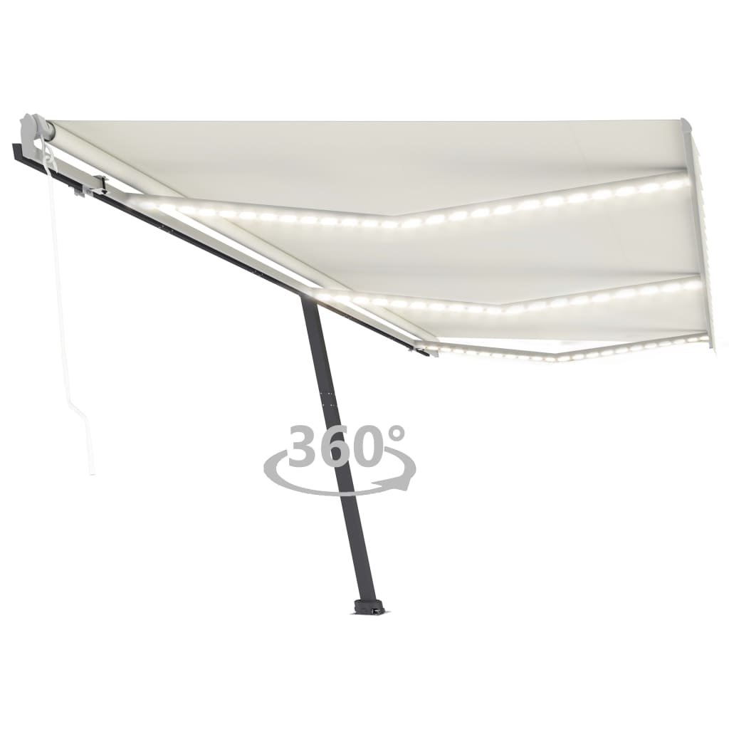 Copertina automata cu senzor vant & LED, crem, 600x350 cm, sol-3069892