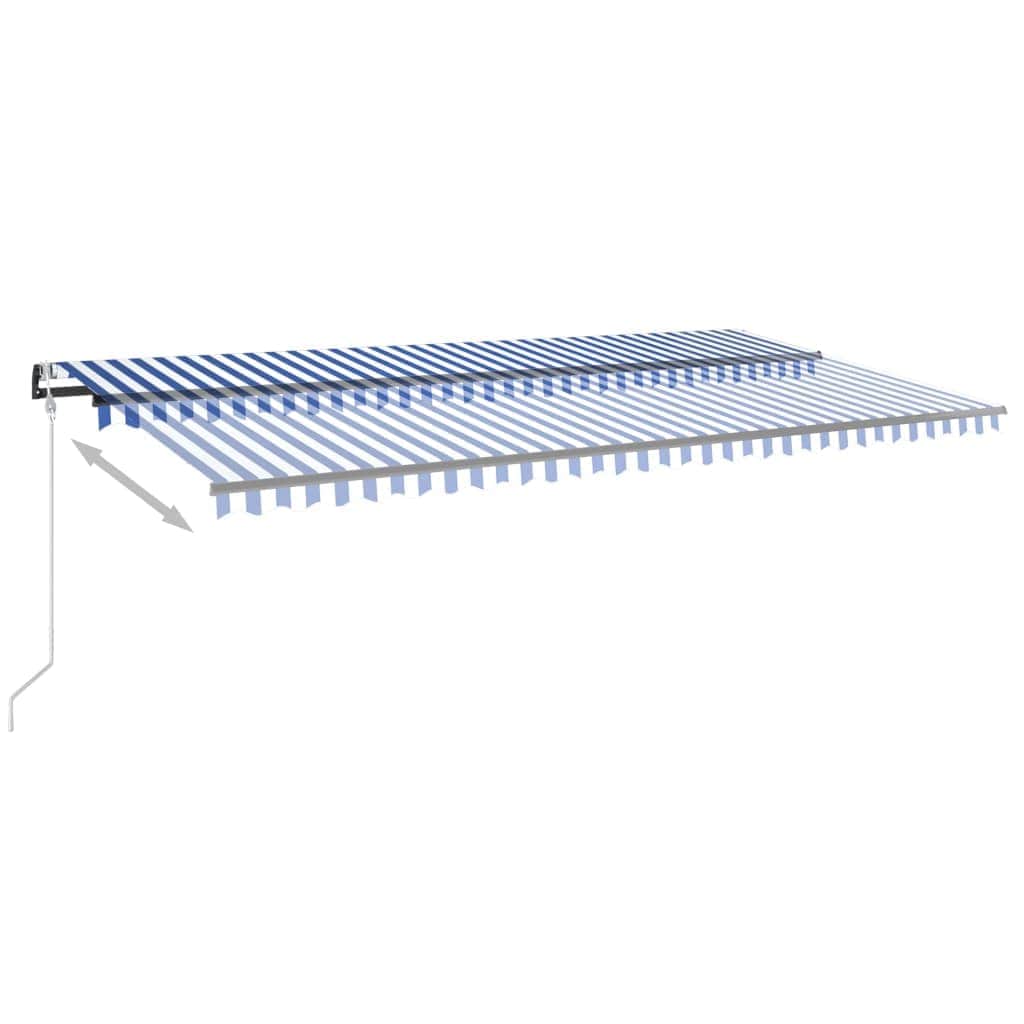 Copertina automata cu senzor vant&LED, albastru/alb, 600x350 cm, sol-3069251