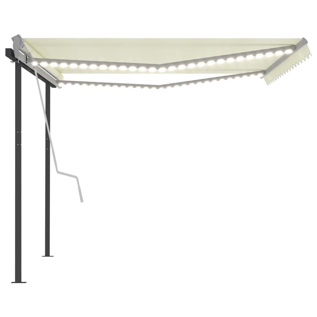 Copertina automata cu senzor vant & LED, crem, 4x3,5 m, sol-3070232