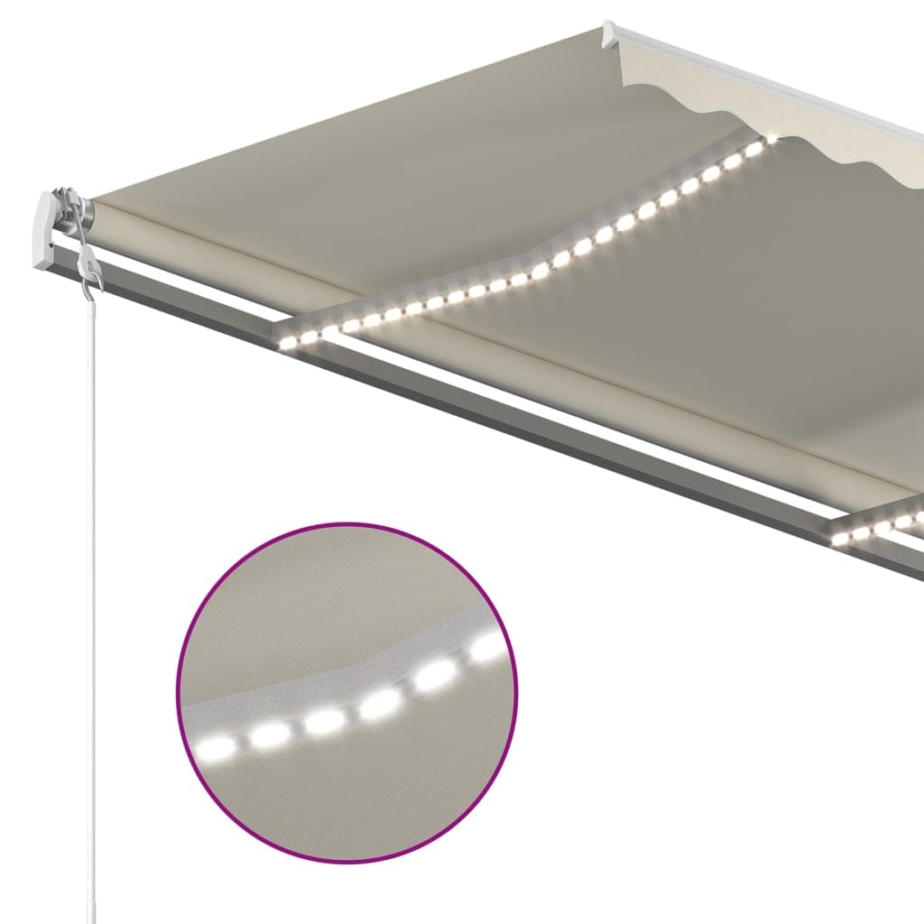 Copertina automata cu senzor vant & LED, crem, 4x3,5 m, sol-3070232
