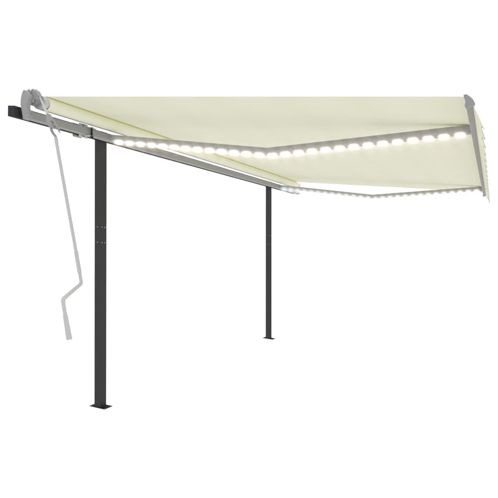 Copertina automata cu senzor vant & LED, crem, 4x3,5 m, sol-3070232