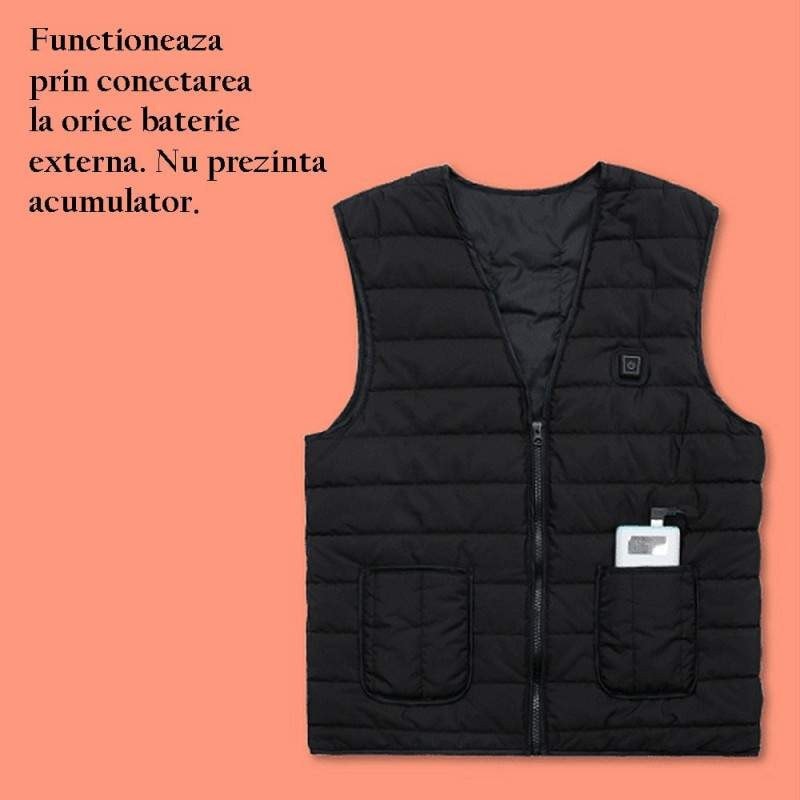 Vesta SIKS cu Caldura, USB, fara Acumulator, Negru, Marimea M
