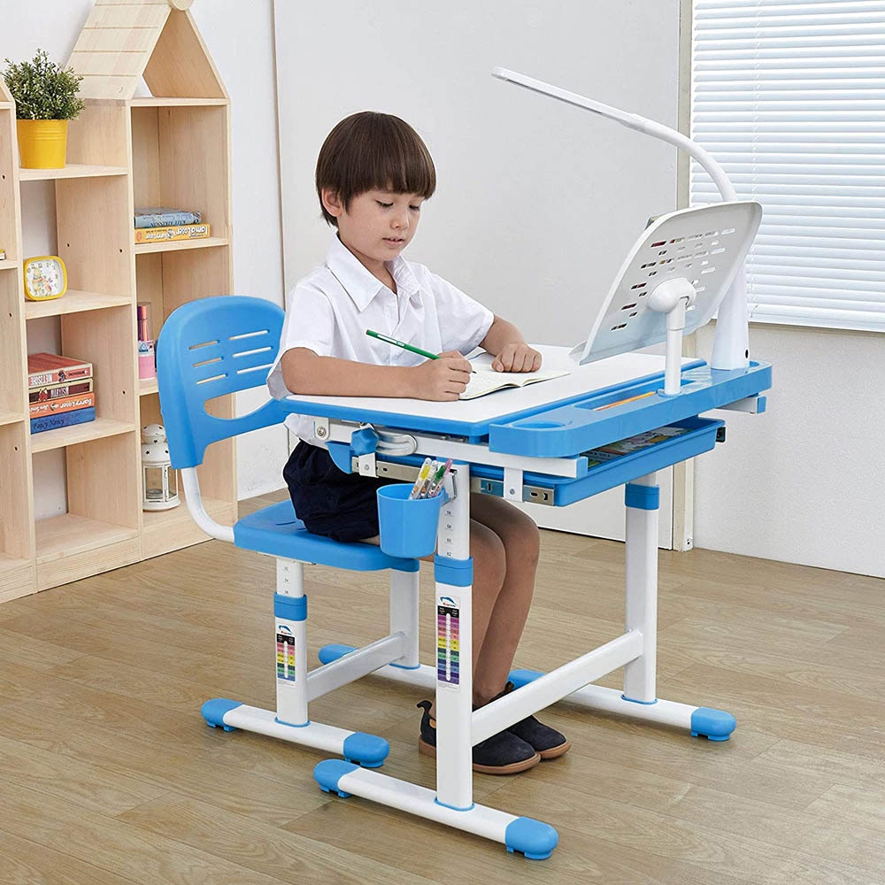 Birou multifunctional copii cu inaltime reglabila, albastru