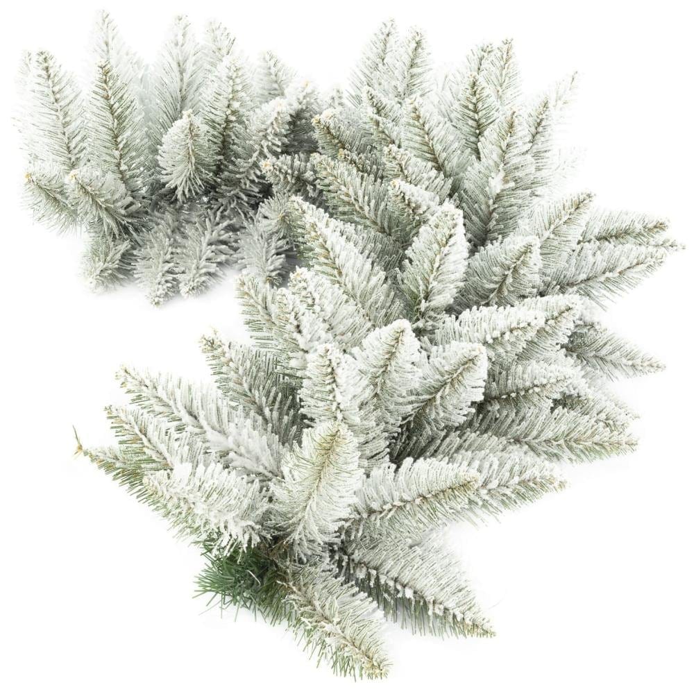 Ghirlanda de Craciun 1m din Crengute de Brad Artificial WhiteSnow Acoperita cu Zapada, Lungime 100cm, Diametru Bogat 35cm