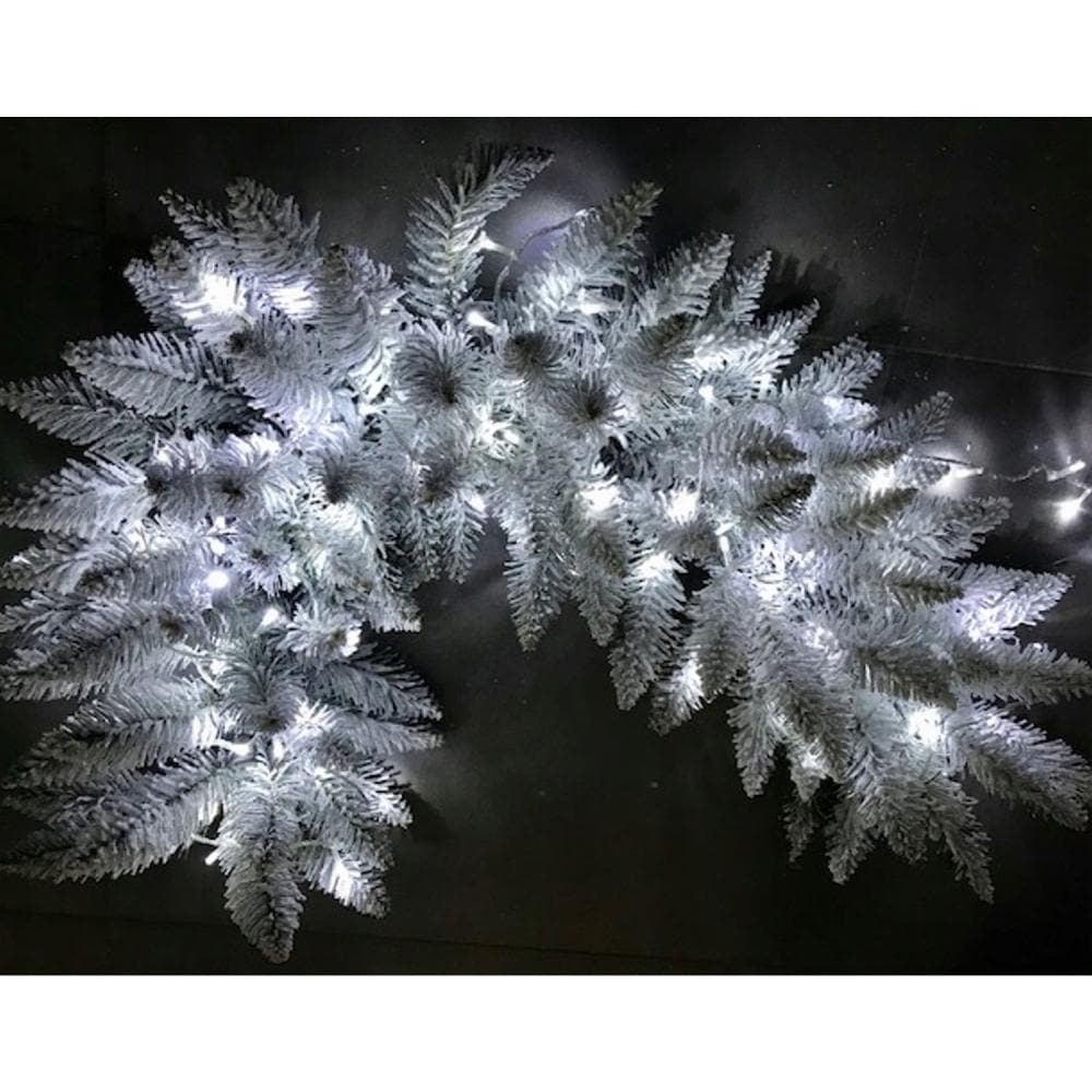 Ghirlanda de Craciun 1m din Crengute de Brad Artificial WhiteSnow Acoperita cu Zapada, Lungime 100cm, Diametru Bogat 35cm